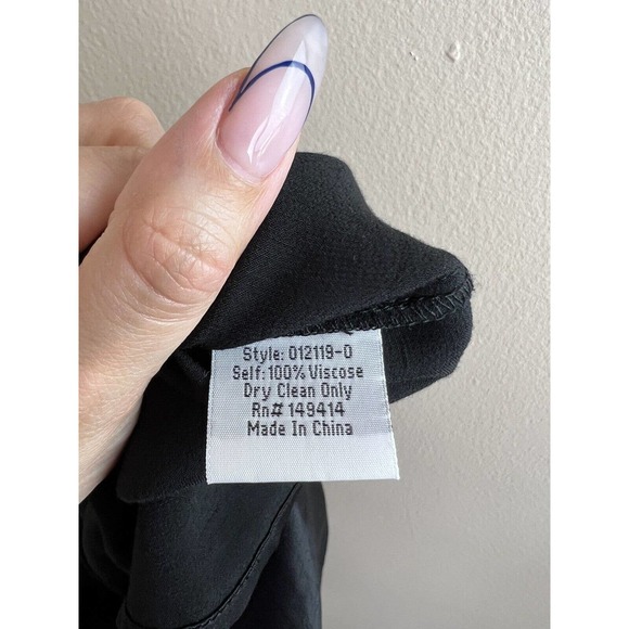 Johnny Was Calme Peasant Blouse XS Black Satin Tassel Split Neck Long Sleeve - Picture 12 of 13